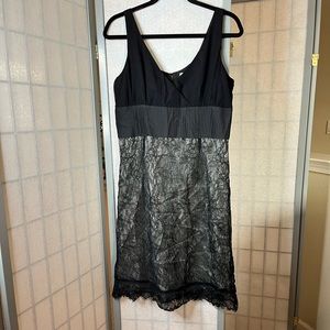 Anthropologie Moulinette Soeurs black sleeveless dress with lined lace skirt